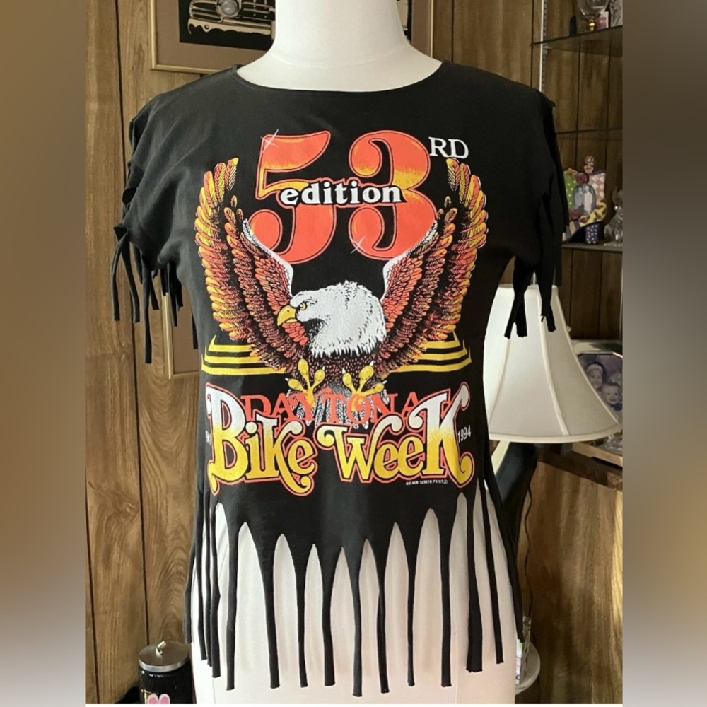 Vintage 53rd Daytona Bike Week Fringe Shirt Eagle Classic Biker 90’s T-Shirt Med